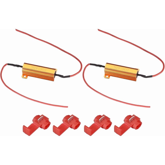 2pcs 50W 10 ohm Load Resistor Fix LED Bulb Fast Hyper Flash, Blink Error Code, Warning Cancellor for LED Turn Signal Lights or LED License Plate Light