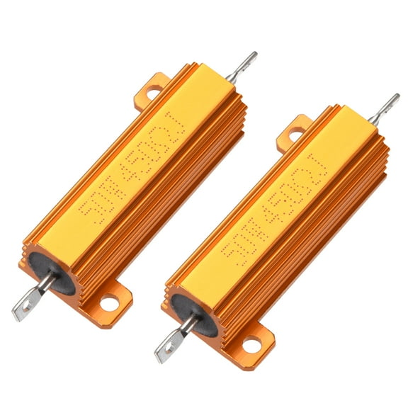 2pcs 50W 450 Ohm Aluminium Housing Chassis Mount Wirewound Power Resistor Glod