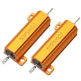 thumbnail image 1 of 2pcs 50W 500 Ohm Aluminium Housing Chassis Mount Wirewound Power Resistor Glod, 1 of 4