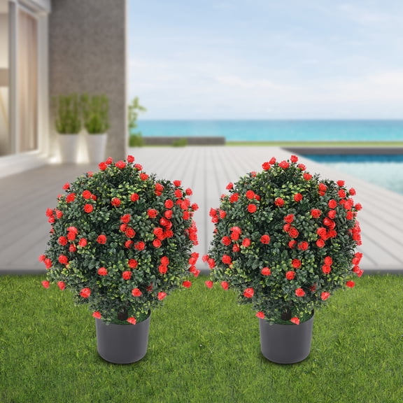 2pcs 52cm PE Artificial Potted Bushes Artificial Potted Plants UV Resistant Potted Plants