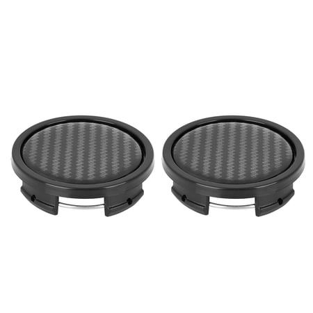 2pcs 57mm 4 Lugs Car Wheel Tyre Center Hub Caps Universal Black with Carbon Fiber Pattern Epoxy Sticker