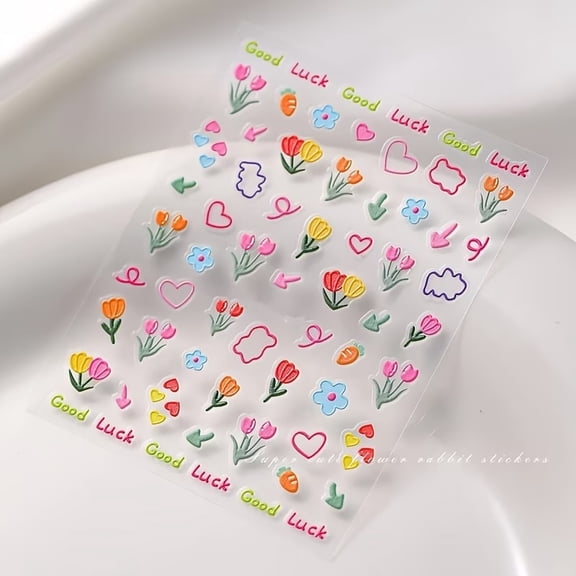 2pcs 5D Three-Dimensional Embossed Japanese Nail Art Stickers - Creative Nail Wraps for Stunning Nail Designs