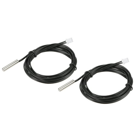 2pcs 5K Temperature Sensor Probe Stainless Steel NTC Thermal Sensor Probe 6.6ft Digital Thermometer Extension Cable