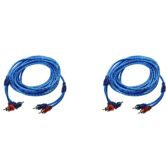 2pcs 5M 2 to Plug Car Stereo Audio Copper Cable System Amplifier Braided