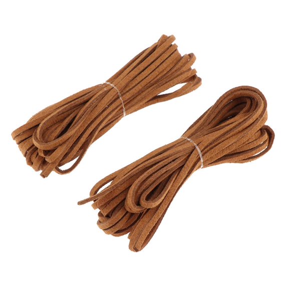 2pcs 5m Leather Cord Lace Flat Rope Thread String DIY Jewelry Making Tan