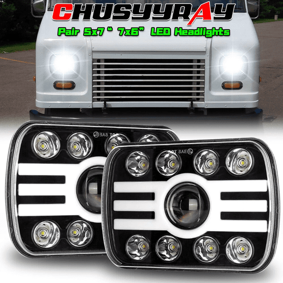 2pcs 5x7" 7x6" LED Headlights Hi-Lo DRL for Toyota Pickup 1982-1995 Truck 4Runner