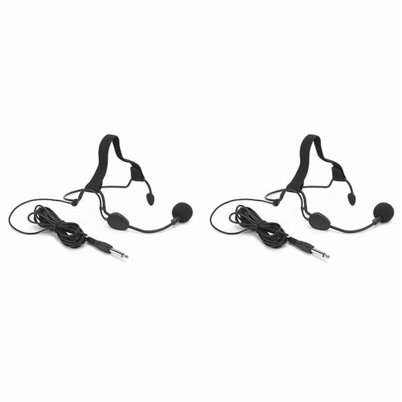 2pcs 6.35MM Plug Dynamic Headband Microphone Ear Hook Microphone Suitable for WH20TQG Musical Instrument Guitar,2 x Earhook Microphone set,Black