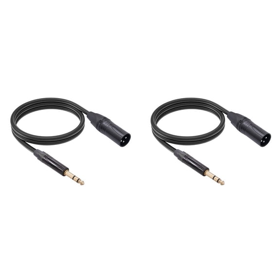2pcs 6.35mm to XLR Jack Audio Cable 6.35mm (1/4In) Male to 3 PIN XLR Male Balanced Interface Cable 1.8 Meter