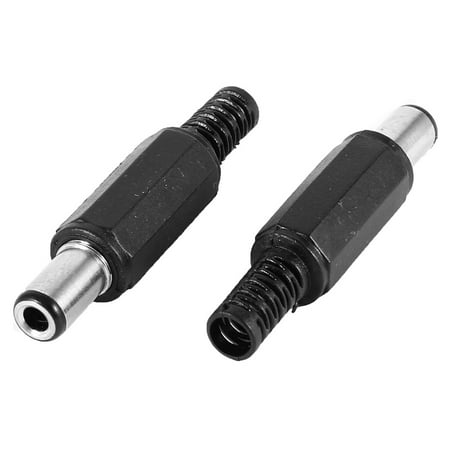 2pcs 6.3mm x 3.0mm DC Power Male Plugs Connectors Black