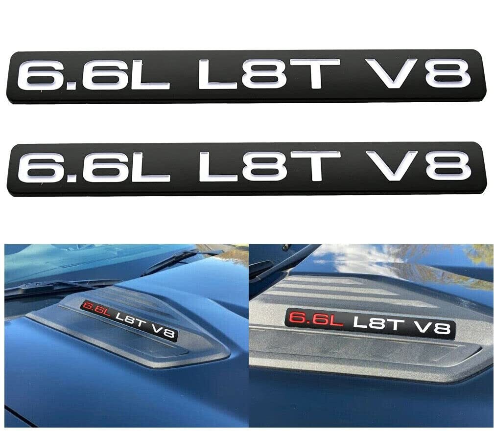 Engine Liter Emblems Hood Emblem 3x 6.6L L8T V8 3D Badge Emblems Hood For 2020-2022 Liter ...