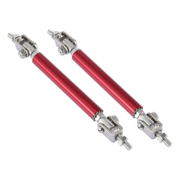 2pcs 6"-8" Car Adjustable Front Bumper Lip Splitter Strut Tie Rod Bar Universal Red Aluminum Alloy