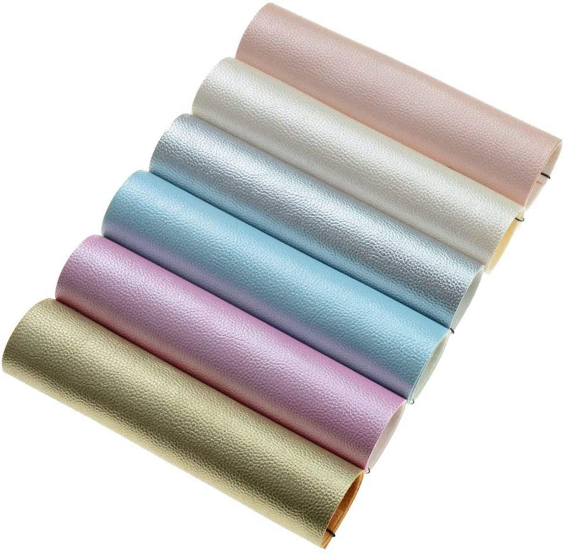 2pcs 6 Color Shiny Pearl Brightness Faux Leather Fabric Cotton Back for