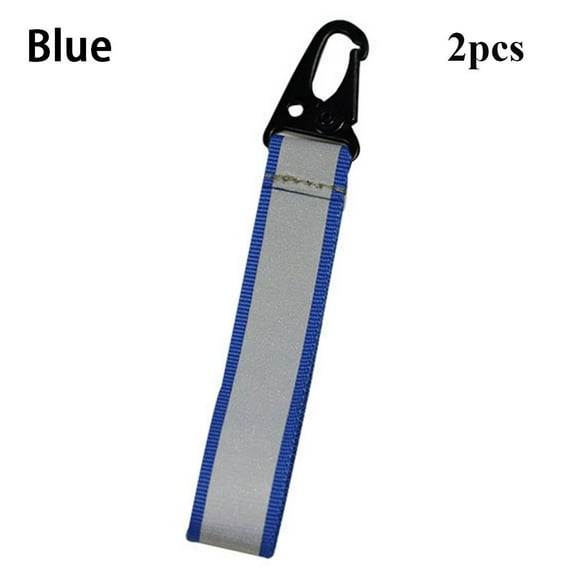 2pcs 6 Colors Webbing Material For Bag Pendant Outdoor Tools Keyring Pendant Safety Reflective Keychain Outdoor Reflective Keychains High Visibility BLUE