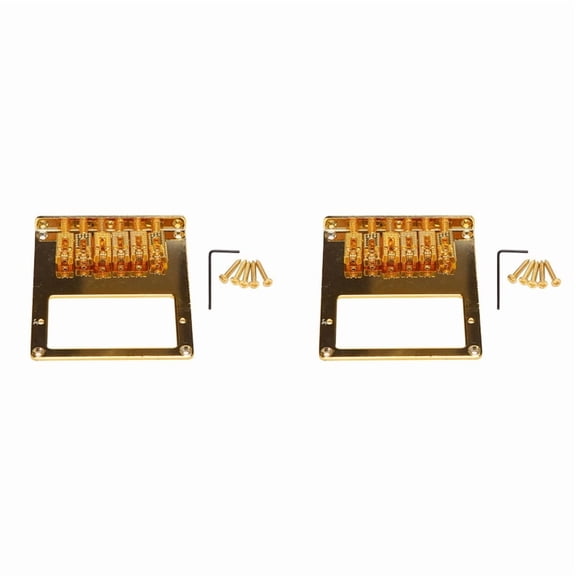 2pcs 6 Roller Saddle 6 String Humbucker Guitar Bridge for Guitar (Gold)