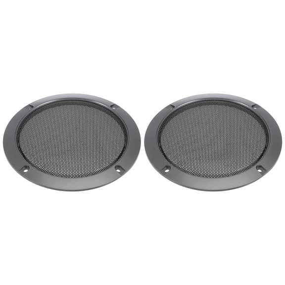 2pcs 6" Vehicle Audio Speaker Cover Mesh Subwoofer Horn Guard Decorative Circle Grille Protector Titanium Tone