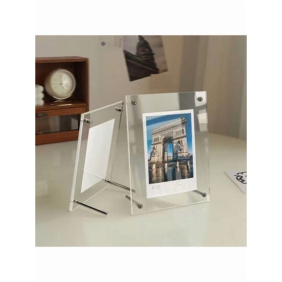 2pcs 6-inch frame Elegant Acrylic Picture Frame Transparent Display Stand For Postcards Photos Perfect For Home Office Decor Horizontal Or Ve