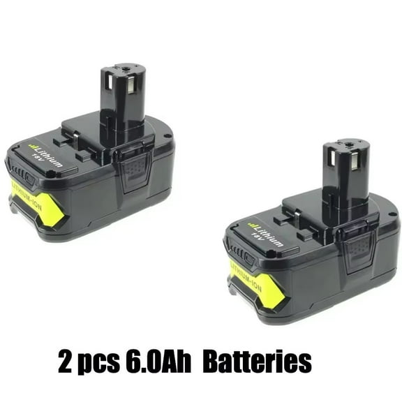 2pcs 6000mAh 18V High-Capacity Li-ion Battery for RYOBI One+ Tools - Compatible with P108/P104/P107/RB18L20 Series