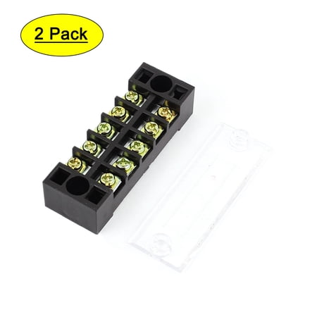 2pcs 600V 15A 5P Dual Row Electric Barrier Terminal Block Cable Connector Bar