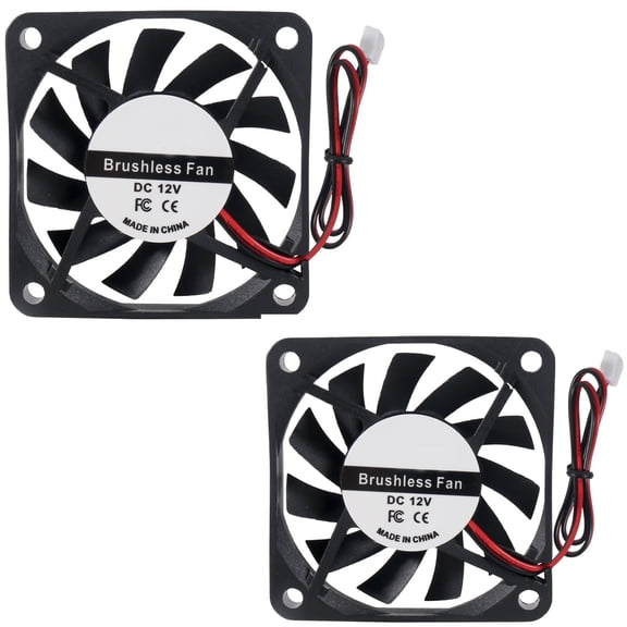 2pcs 6010 Brushless DC 12V Cooling Fan, 60x60x10mm Airflow Fan for PC,CPU,Compatible with Desktop