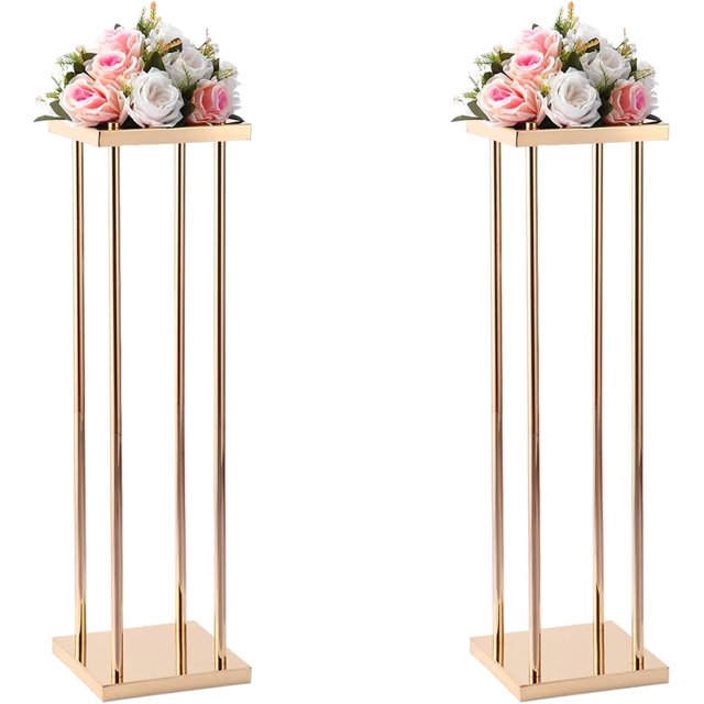 2pcs 60CM Tall Gold Metal Flower Vase Stand for Wedding Table