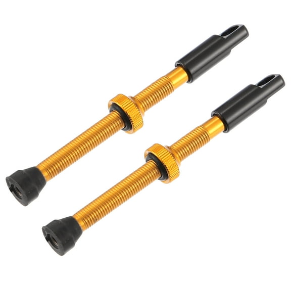2pcs 60mm Bike Tubeless Valve Stems with Integrated Valve Core Tool for MTB Mountain Road Bicycle Gold Tone