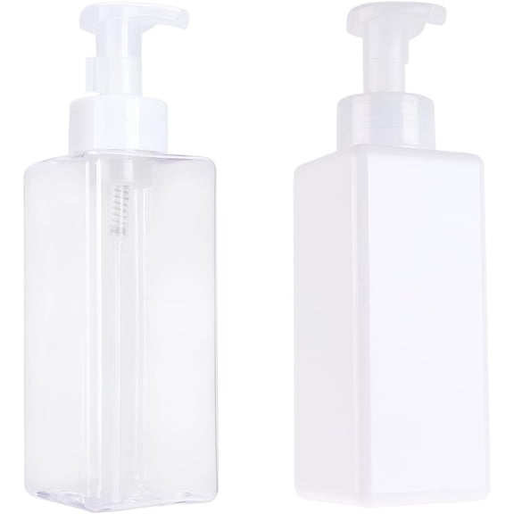 2pcs 650ml Refillable Pump Dispenser Bottles Foam Maker with for Travel and Bathroom Use, Portable Empty Bubble Containers