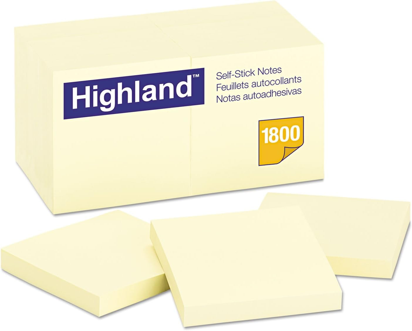 2pcs 654918PK Self-Stick Notes, 3 x 3, Yellow, 100-Sheet, 18/Pack