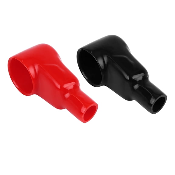 2pcs 65mm Long Black Red Soft Battery Terminal Cover Insulation Sleeve Boot Protector