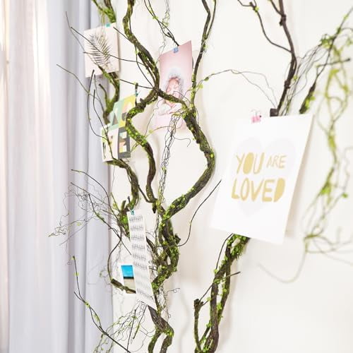 2pcs 67inch Artificial Bendable Twigs Branches Reptile Climbing Vines Trunk Grapevine Garland Moss Creeper Plants Fall Stems for Craft Garden Wall Hanging Jungle Halloween Arch Decoration