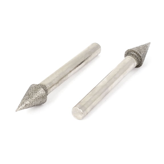 2pcs 6mm Shank 10mm Dia Cone Head Grinding Bit Diamond Mounted Point