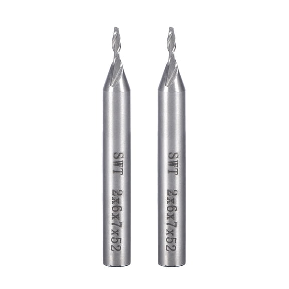 2pcs 6mm Shank 2mm x 7mm Straight End Mill Cutter CNC Router Bits 2 Flute