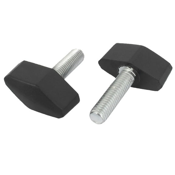 2pcs 6mm x 30mm Male Thread Plastic T Handle Screw On Type Clamping Knob