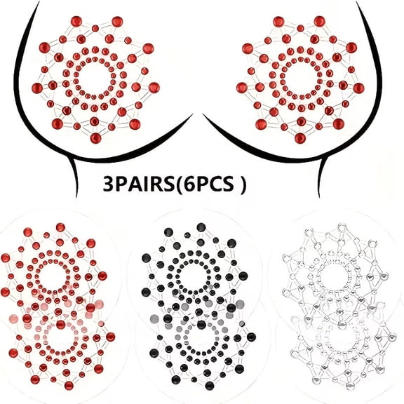 2pcs/6pcs Reusable Rhinestone Nipple Stickers with Playful Tassels for Festivals and Parties