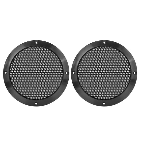 2pcs 7" Metal Glossy Audio Speaker Cover Mesh Subwoofer Horn Decorative Circle Grille Protector Black for Car