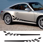 2pcs 78.5 Black Racing Flag Checker Stripe Body Side Skirt Vinyl Decal Stickers