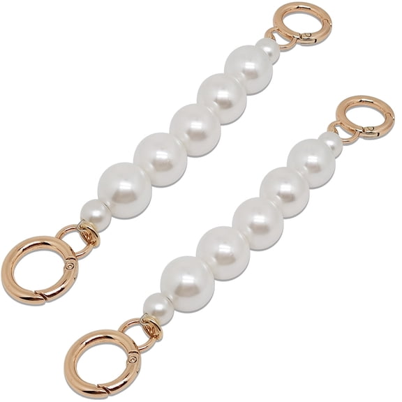2pcs 7inch Imitation Pearl Bag Chain Strap Extender,Pearl Handle Purse Chain,Handbag Purse Chain Replacement Bag Chain Accessories(Gold)