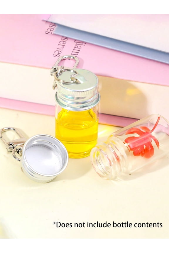 2pcs 7ml Mini Glass Bottles with Metal Keychain Transparent Micro Message Jars | Versatile DIY Craft Supplies & Thoughtful Gifts for All Occasions
