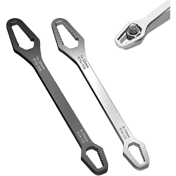 2 Pcs 8-22mm Universal Torx Wrench Set, Double-Ended Self-Tightening Adjustable Wrench Tools