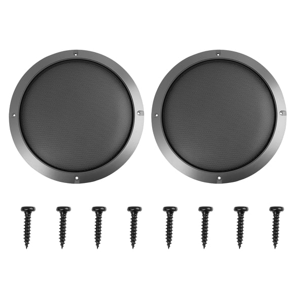 REGALWOVEN 2pcs 8.5" Gray Car Round Speaker Cover Steel Mesh Sub Woofer Subwoofer Protector