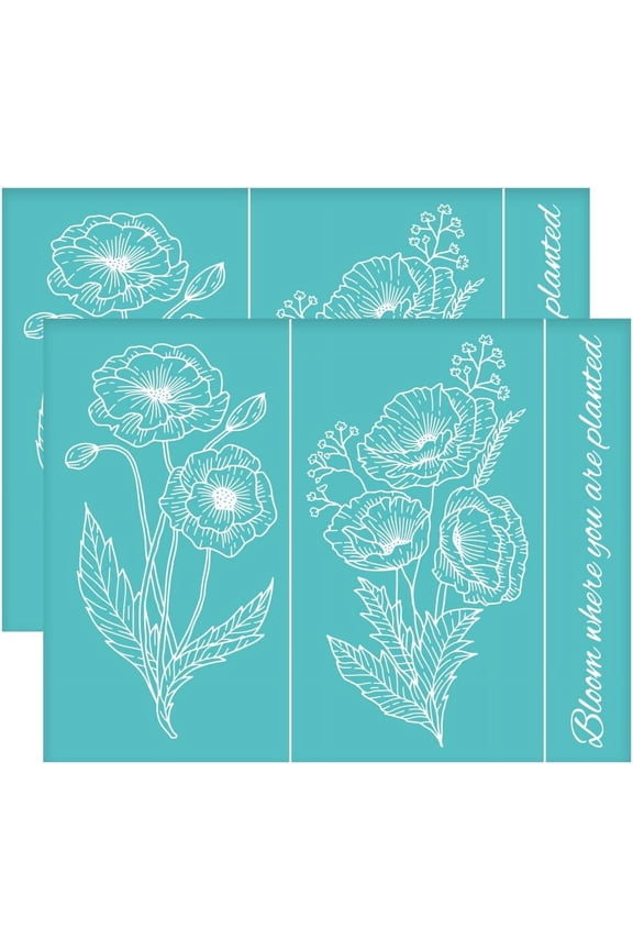 2pcs 8.6x11 Inch Poppy Silk Screen Printing Stencils Self-Adhesive Silk Screen Stencils Flower Screen Stencils Reusable Mesh Transfers for Painting on Wood T-shirts Bags
