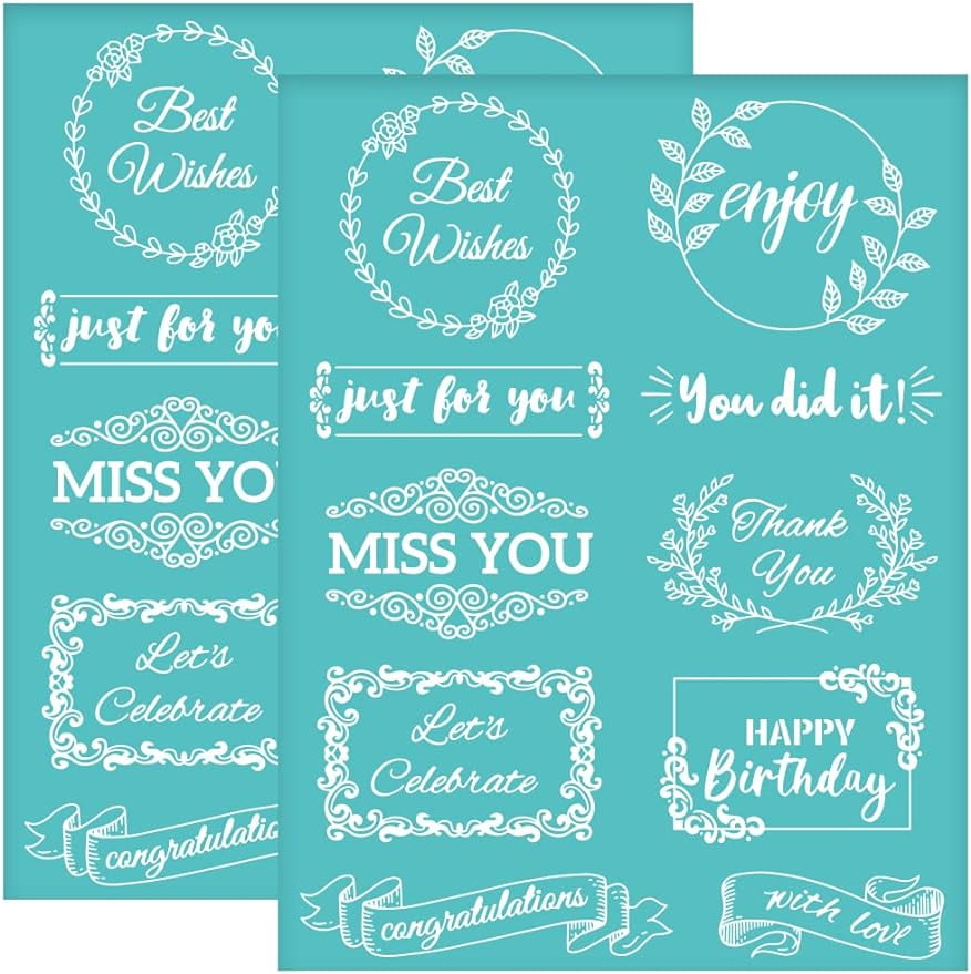 2pcs 8.6x11 Inch Self-Adhesive Silk Screen Printing Stencil Best Wishes ...