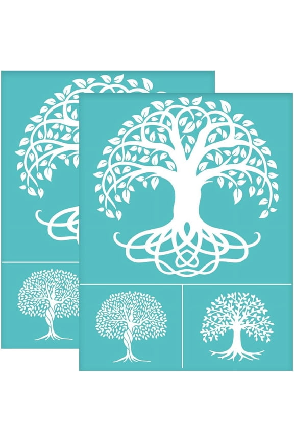 2pcs 8.6x11 inch Tree of Life Silk Screen Printing Stencils Self-Adhesive Silk Screen Stencils Tree Screen Printing Stencils Reusable Mesh Transfers for Painting on Wood T-shirts Bags Colorful