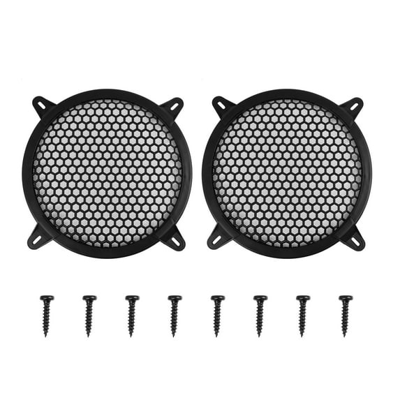 2pcs 8" Black Round Car Speakers Cover Plastic Mesh Woofer Subwoofer Protector