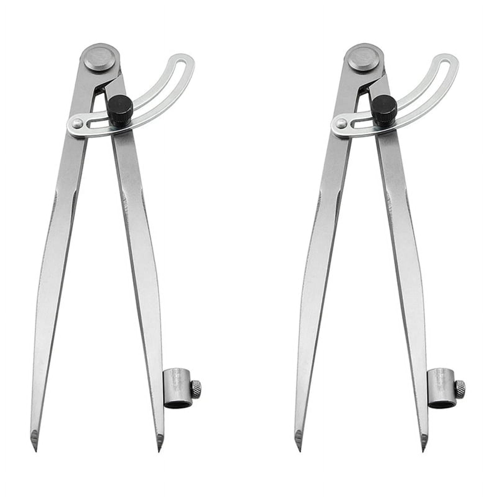 2pcs 8 Inch Compass 200mm Wing Divider Scribe Tool with Pencil Holder for Geometry, Wood, Metal and Leather