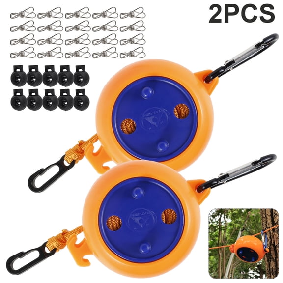 2pcs 8 Meters Clothesline Retractable Washing Line Travel Clothesline with 10 Fixed Buckles and 20 Clothespins Portable Laundry Rope Adjustable Drying Lines for Indoor Outdoor Heavy Duty