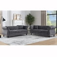 thumbnail image 1 of 2pcs 80" Inch Chesterfield Sofa Set, Velvet Couch with Deep-Button Tufting, Modern Classic Design Sofa Quilted Upholstery, Furniture for Living Room, Office, Salon, Lounge, Grey, 1 of 9