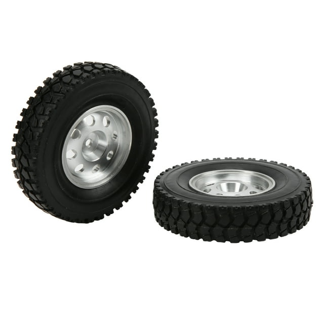 2pcs 85mm Rubber Tires and Alloy Wheel Rims for Tamiya 1/14 Trailer