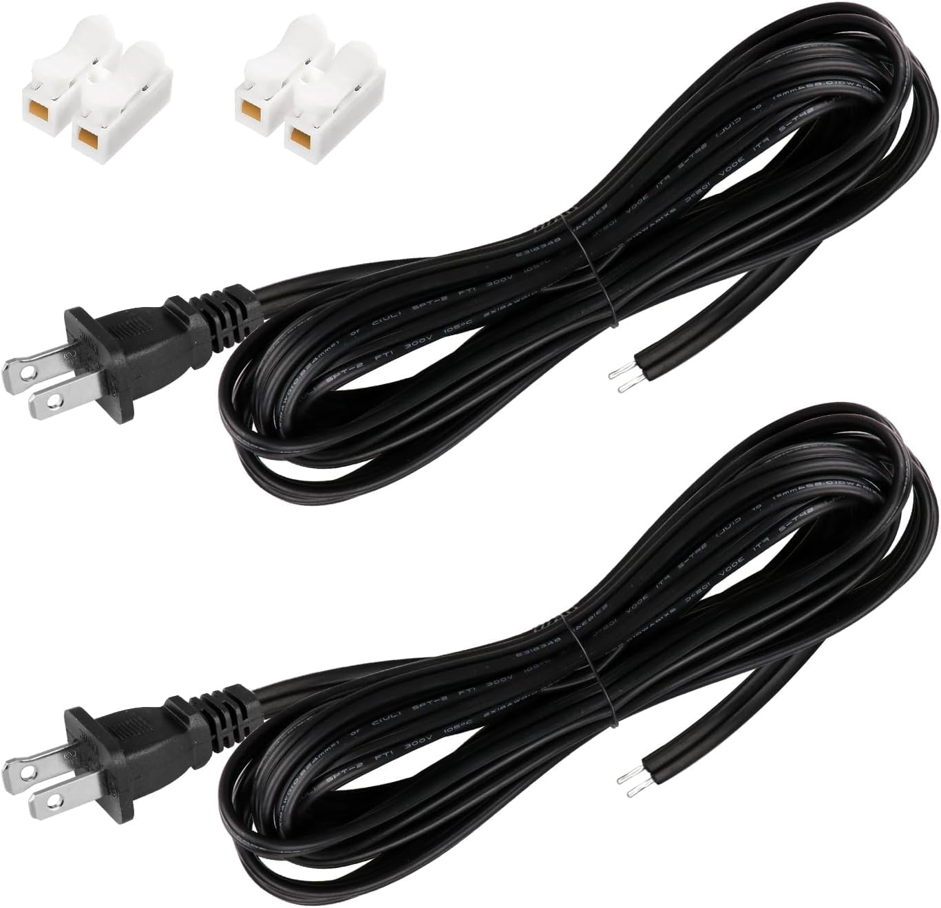 2pcs 8ft Lamp Cord with Plug, Black Lamp Rewire Kit with Plug, SPT2