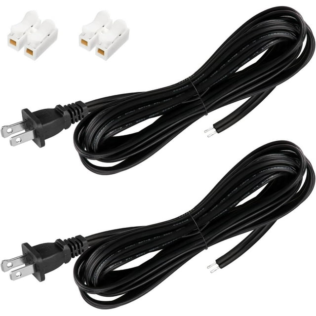 2pcs 8ft Lamp Cord with Plug, Black Lamp Rewire Kit with Plug, SPT2