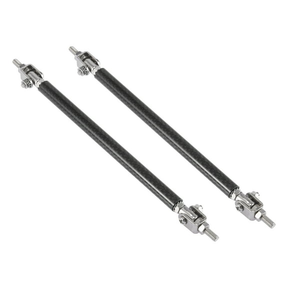 2pcs 9"-11" Car Adjustable Front Bumper Lip Splitter Strut Tie Rod Bar Black Carbon Fiber Pattern Steel